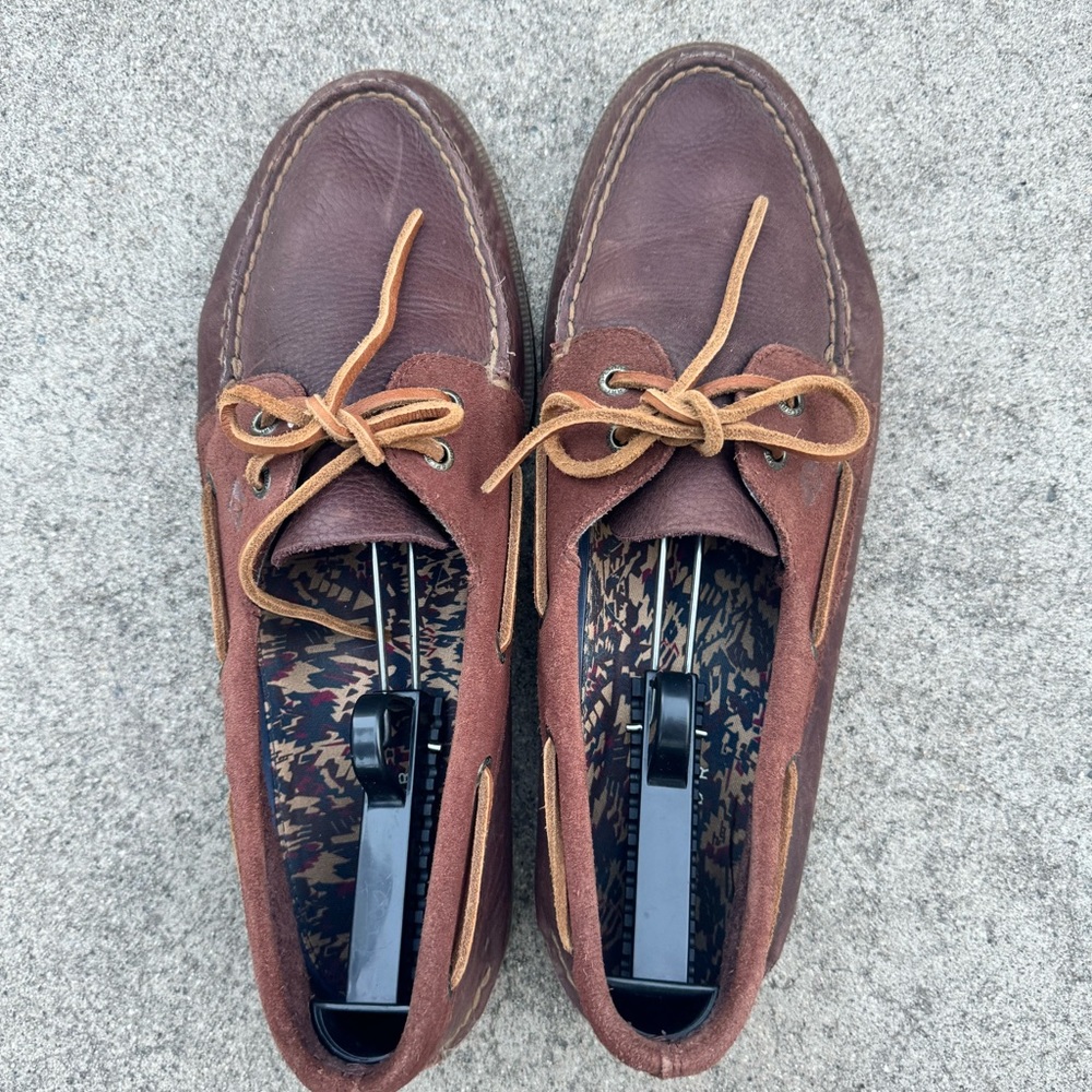 Men's Authentic Original Tumbled/Suede Boat Shoe - Brown (STS24531) size 12m